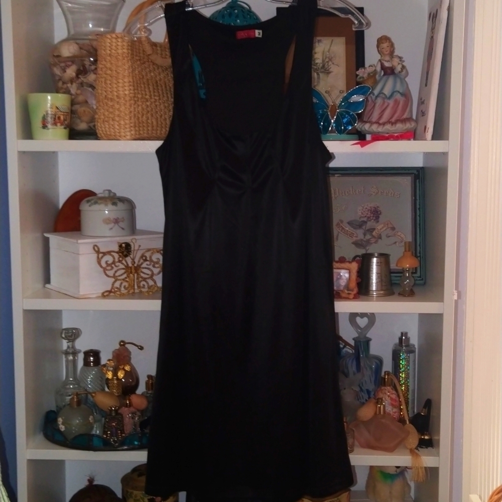 RUBY Rox Double Layered Black Racer Back Mini Dress